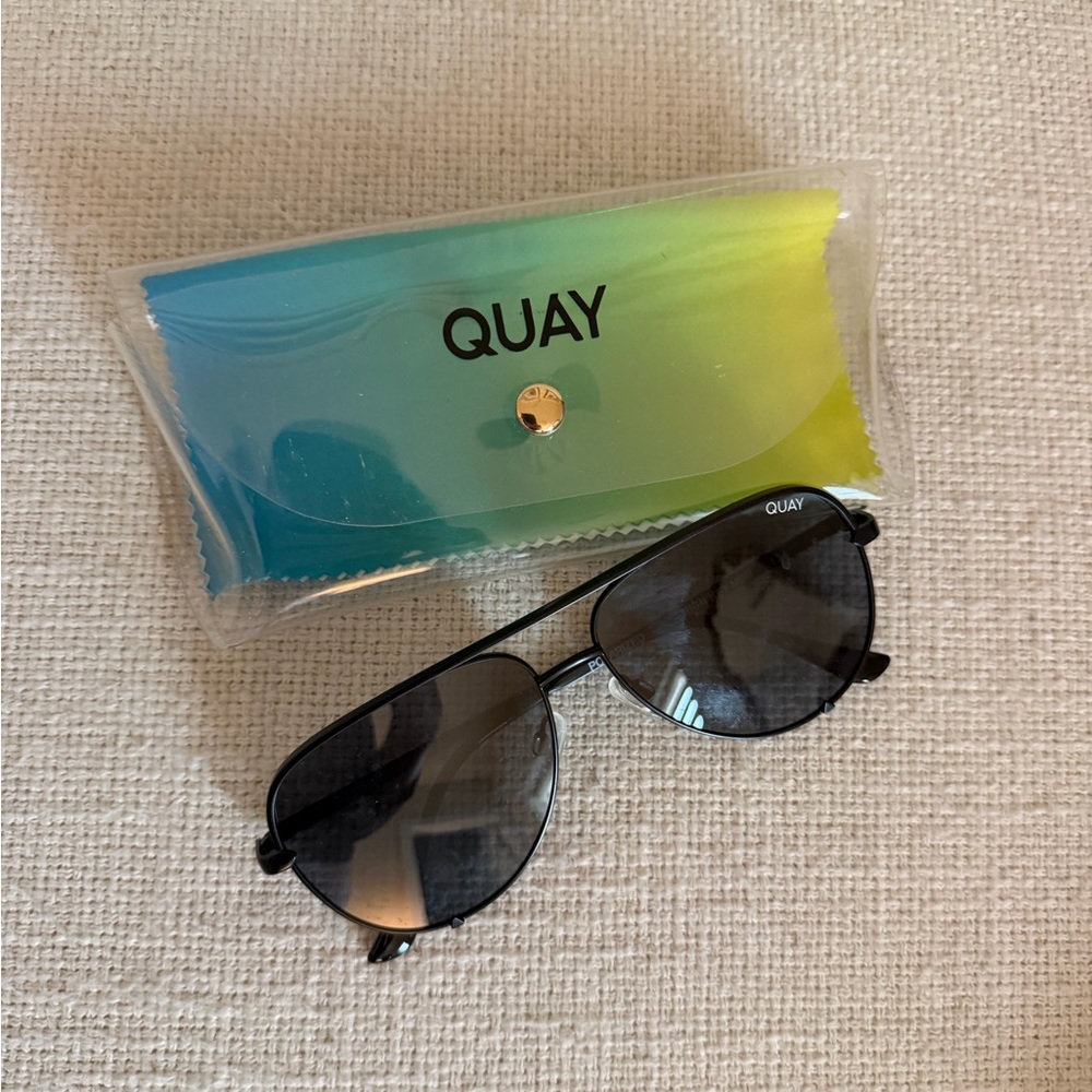 Quay Black Aviator Sunglasses